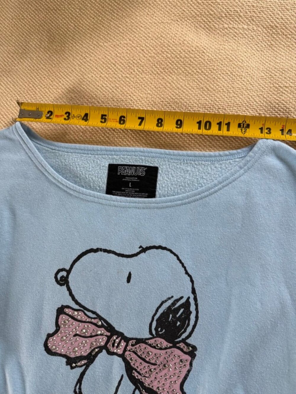 Peanuts Worldwide Snoopy Graphic Fleece Pullover Blue Sweatshirt L - Picture 8 of 8